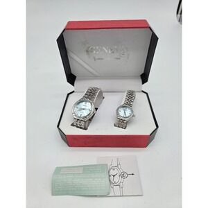 Geneva Classic Collection Quartz Watch Gift Set Box Men Women Silver Blue NEW